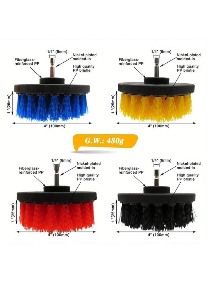 Red 4 Inch Drill Brush Attachment For Bathroom Upholstery Multipurpose Cleaning - Image 2