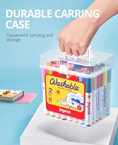 JoyCat 48 Count Washable Markers for Kids, 48 Colors Washable Markers Set with Carrying and Storage Case, Coloring Marker Bulk for Boys Girls, School Classroom Supplies - Image 4