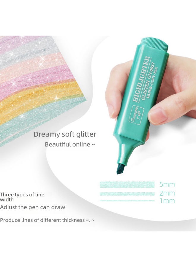 GuangNa Morandi Metal Color Xinghe Fine Flash Highlighter Hand Account Student Hand Account Color Marker - Image 2