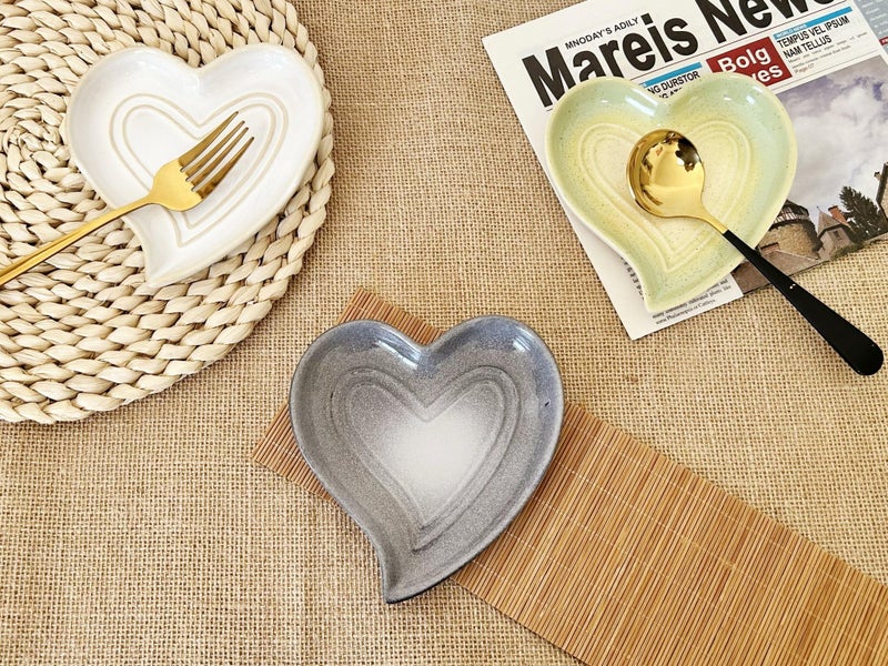 Rhobtyne Ceramic Spoon Rest for Stove Top, Heart Cute Spoon Rest for Kitchen Counter, Cooking Spoon Holder for Kitchen Counter, Utensil Rest Spatula Rest Ladle Holder Tong Rest (Marble Grey) - Image 3