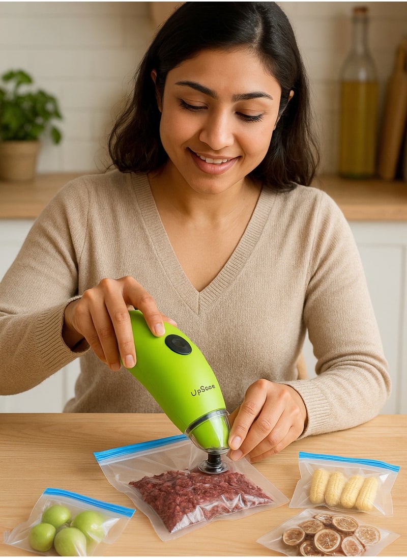 UPSCALE Mini Handheld Vacuum Sealer Food Packing Machine AA Battery mode  Green  - Image 2