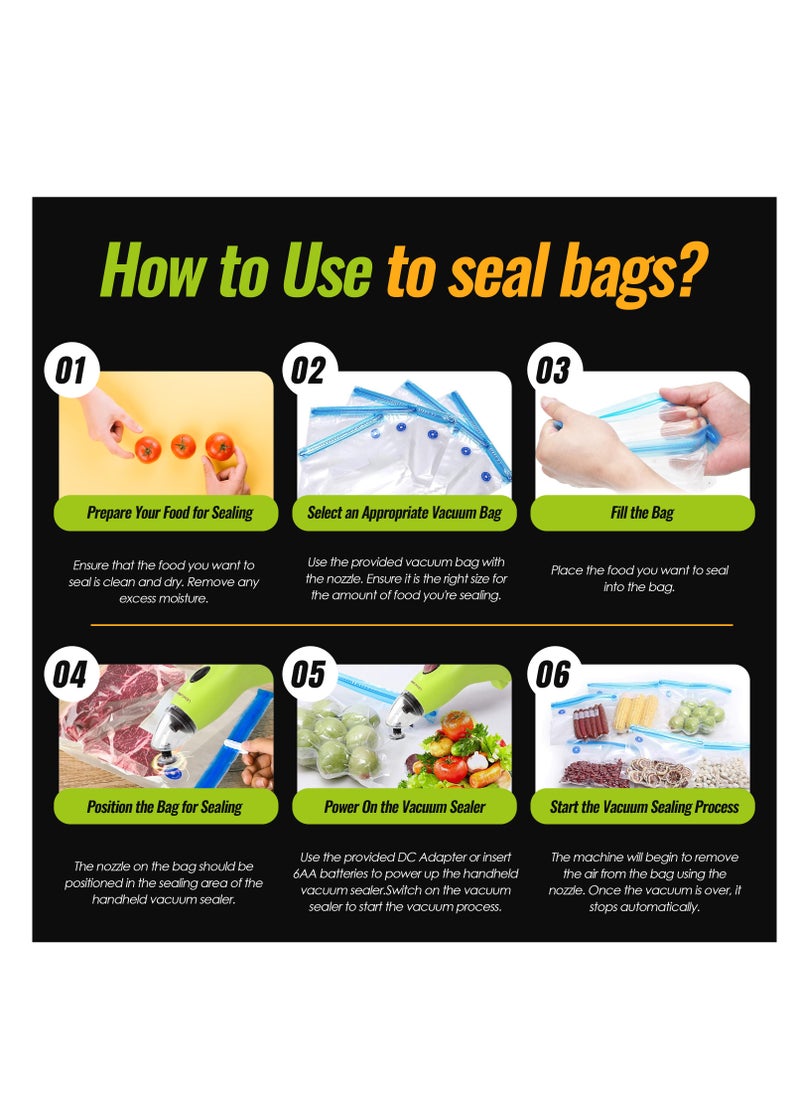 UPSCALE Mini Handheld Vacuum Sealer Food Packing Machine AA Battery mode  Green  - Image 4