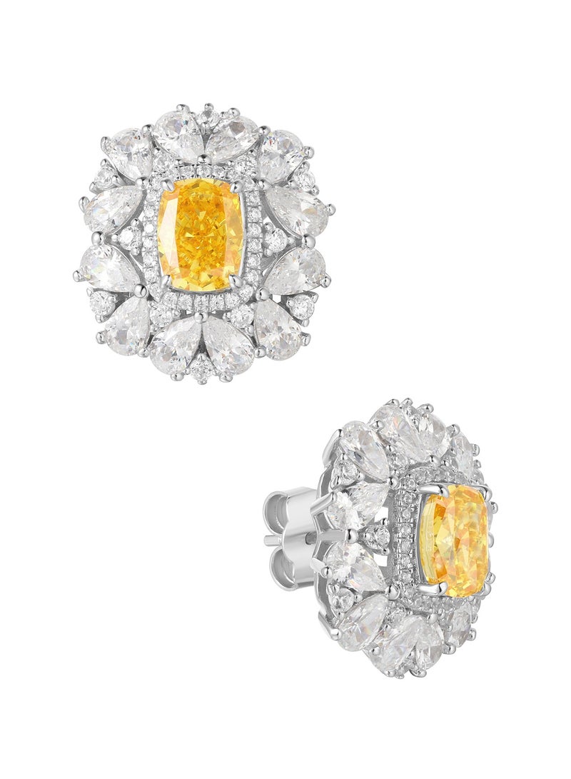 غَيْرُ مَألُوف إليزابيث 1 - أقراط زهرية بألماس أصفر زاهي - Image 2