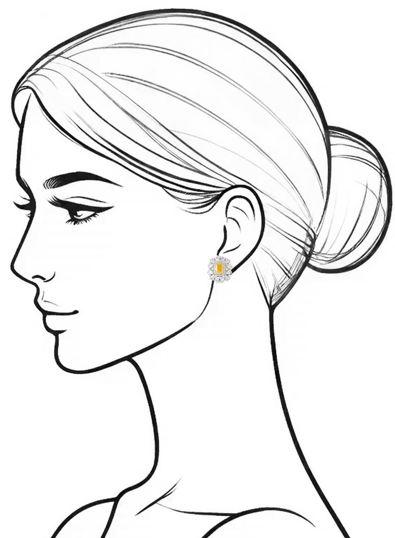 غَيْرُ مَألُوف إليزابيث 1 - أقراط زهرية بألماس أصفر زاهي - Image 3