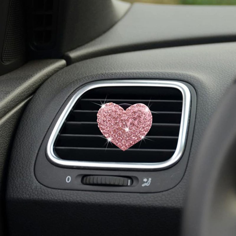 Auconda 2 Pack Car Vent Clips,Crystal Cross and Heart Air Vent Clips,Bling Car Accessories for Women & Girls(Pink) - Image 3
