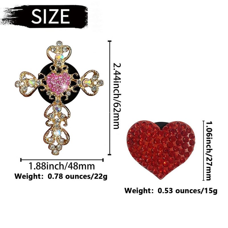 Auconda 2 Pack Car Vent Clips,Crystal Cross and Heart Air Vent Clips,Bling Car Accessories for Women & Girls(Pink) - Image 2