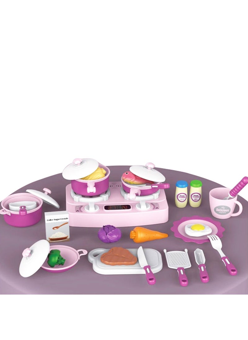 Swift 29 Pcs Kitchen Toys Gas Stove Pretend Cooking Food Play Dinnerware Set Safe Cute Children Girl Toy Gift Fun Game Toy Kitchen  - Image 1