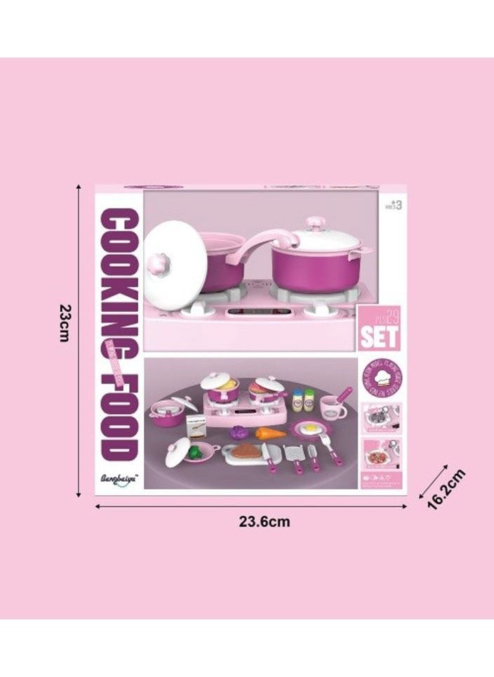 Swift 29 Pcs Kitchen Toys Gas Stove Pretend Cooking Food Play Dinnerware Set Safe Cute Children Girl Toy Gift Fun Game Toy Kitchen  - Image 3