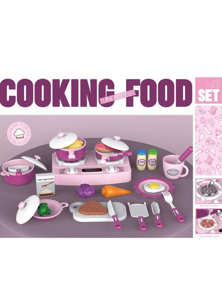 Swift 29 Pcs Kitchen Toys Gas Stove Pretend Cooking Food Play Dinnerware Set Safe Cute Children Girl Toy Gift Fun Game Toy Kitchen  - Image 2