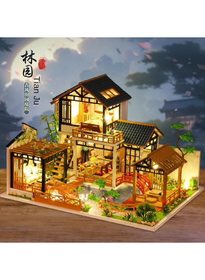 Bluejw DIY Cottage Forest Garden Pastoral Wooden Handmade Assembled Vintage Courtyard Villa Model Creative Ornaments Gift Giving - Image 4