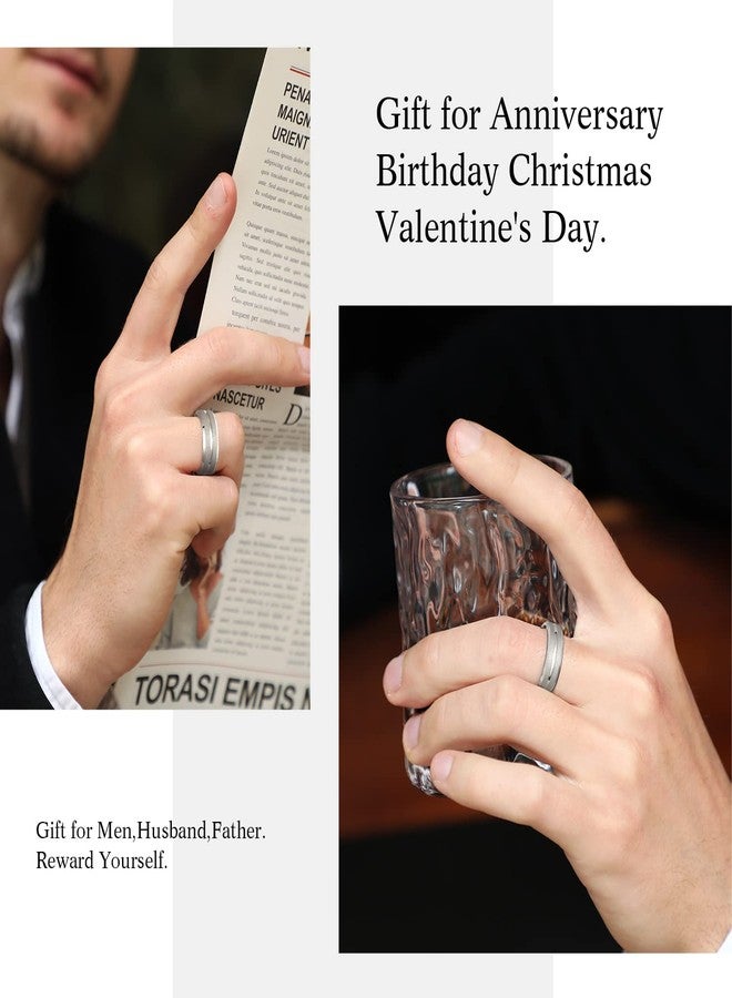 King Will Tungsten Carbide Wedding Ring for Men - 8mm Sliver Sandblasted Finish Grooved Center Comfort Fit Mens Wedding Band for Everyday Wear 12 - Image 4