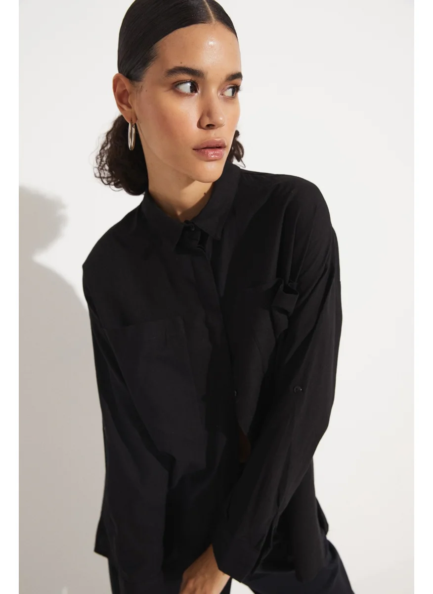 جون Women's Boyfriend/Wide Cut 100% Cotton Shirt