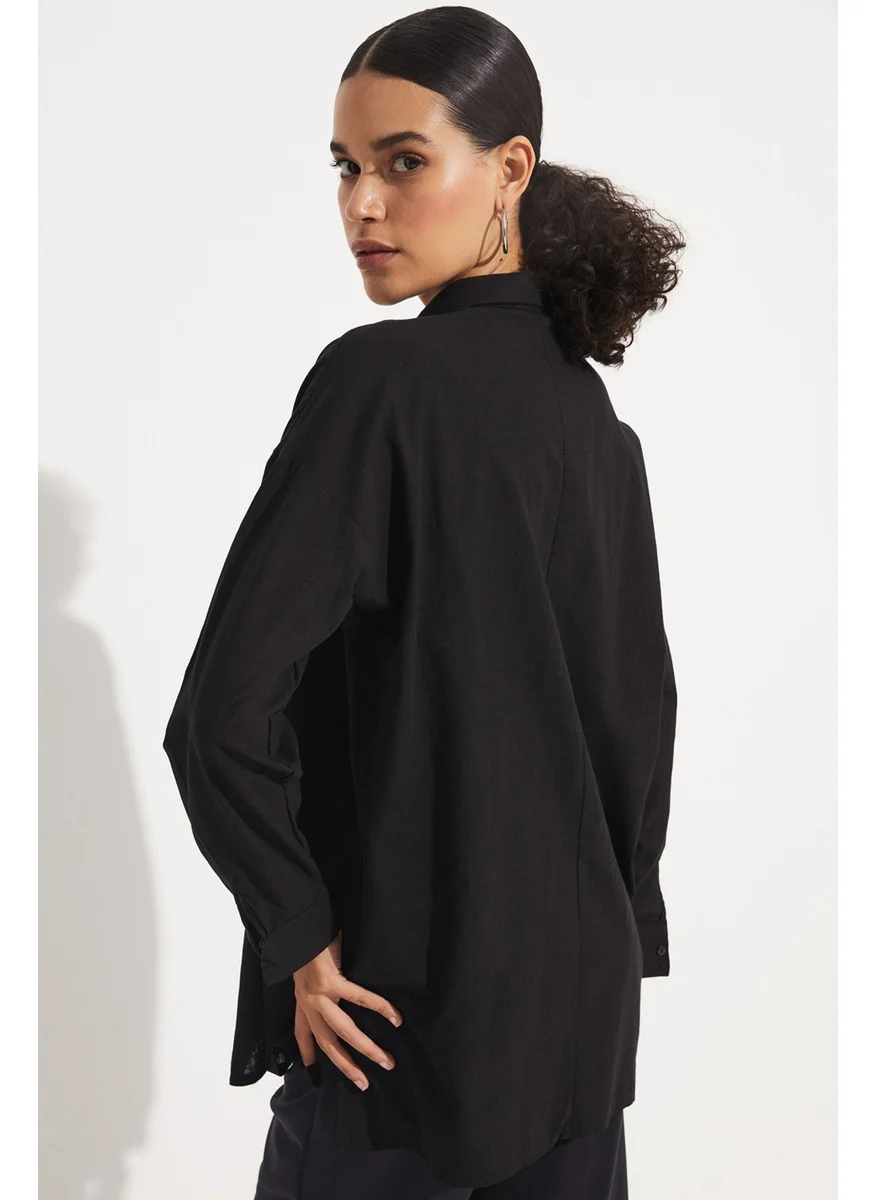 جون Women's Boyfriend/Wide Cut 100% Cotton Shirt