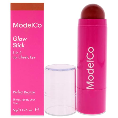 ModelCo Glow Stick 3-In-1 - Multi-Use Cream Color Stick - Hydrating Creamy Formula - Delivers Luminous Color For Healthy Glow - Buildable Coverage From Sheer To Saturated - Perfect Bronze - 0.176 Oz - Image 5