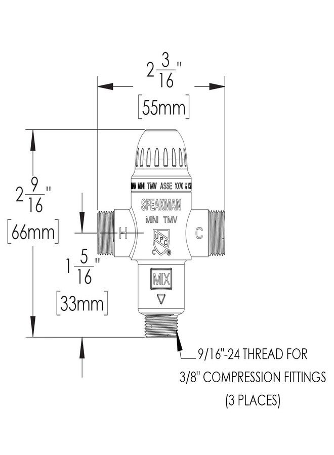 سبيكمان صمام خلط حراري Speakman TMV تحت المنضدة، مصنوع من النحاس الخشن - Image 3