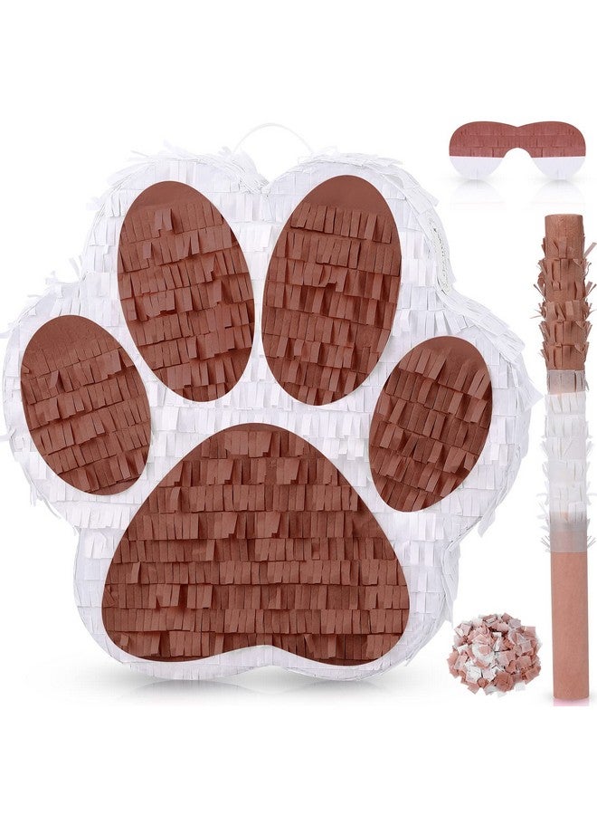 Lewtemi Small Dog Paw Pinata Puppy Birthday Party Supplies Animal Themed Birthday Pinata With Blindfold Bat Confetti For Pet Cow Party Baby Shower Decorations Favors (Coffee) - Image 1