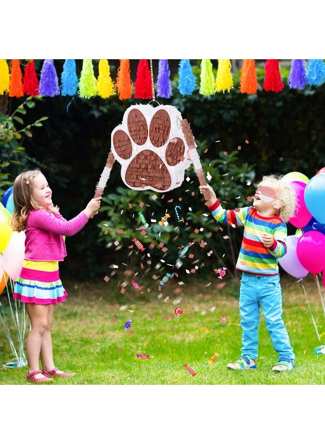 Lewtemi Small Dog Paw Pinata Puppy Birthday Party Supplies Animal Themed Birthday Pinata With Blindfold Bat Confetti For Pet Cow Party Baby Shower Decorations Favors (Coffee) - Image 3