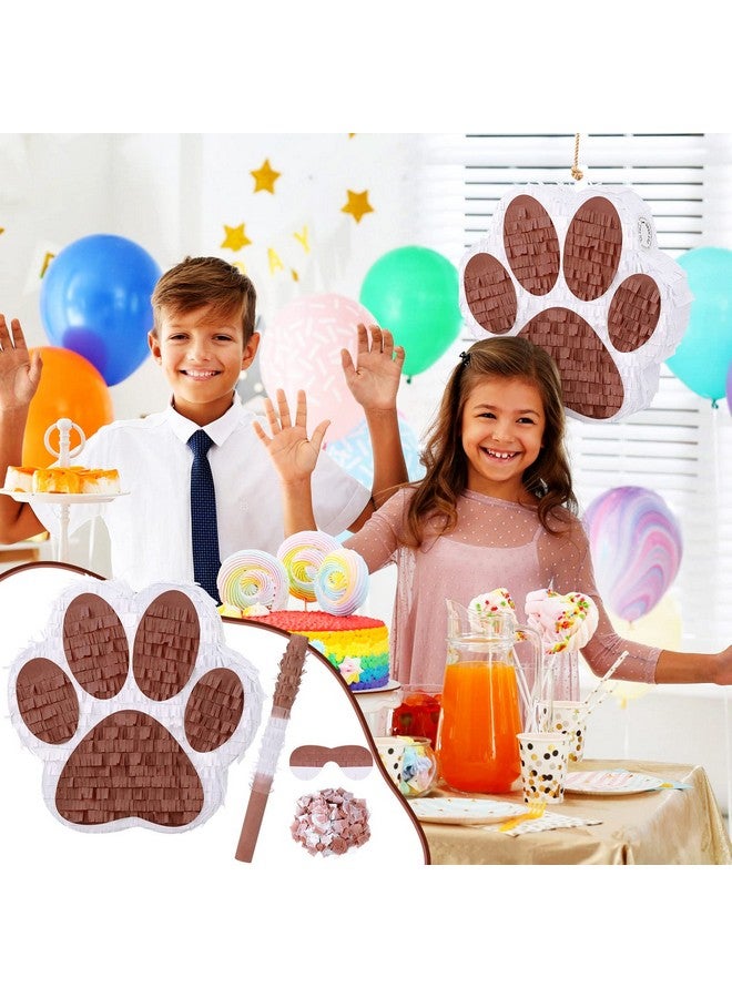 Lewtemi Small Dog Paw Pinata Puppy Birthday Party Supplies Animal Themed Birthday Pinata With Blindfold Bat Confetti For Pet Cow Party Baby Shower Decorations Favors (Coffee) - Image 4