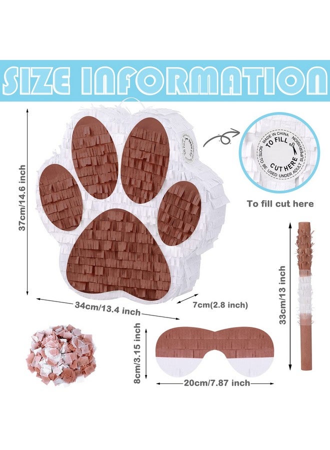 Lewtemi Small Dog Paw Pinata Puppy Birthday Party Supplies Animal Themed Birthday Pinata With Blindfold Bat Confetti For Pet Cow Party Baby Shower Decorations Favors (Coffee) - Image 2