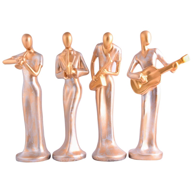 zart Polyresin Lady Hand Musical Instrument Statue Fantasy Showpiece For Home DecorLiving Room DecorOffice Table Decor Showpiece Perfect For Home Hall ShelvesGolden Set Of 4 - Image 3