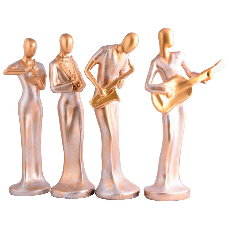 zart Polyresin Lady Hand Musical Instrument Statue Fantasy Showpiece For Home DecorLiving Room DecorOffice Table Decor Showpiece Perfect For Home Hall ShelvesGolden Set Of 4 - Image 5