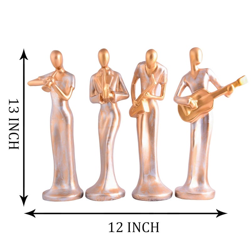zart Polyresin Lady Hand Musical Instrument Statue Fantasy Showpiece For Home DecorLiving Room DecorOffice Table Decor Showpiece Perfect For Home Hall ShelvesGolden Set Of 4 - Image 4