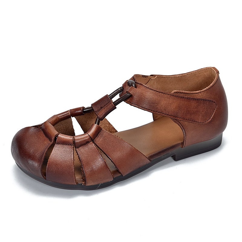 2024 Summer Chic Cut-Out Flat Womens Sandals brown flat bottom 