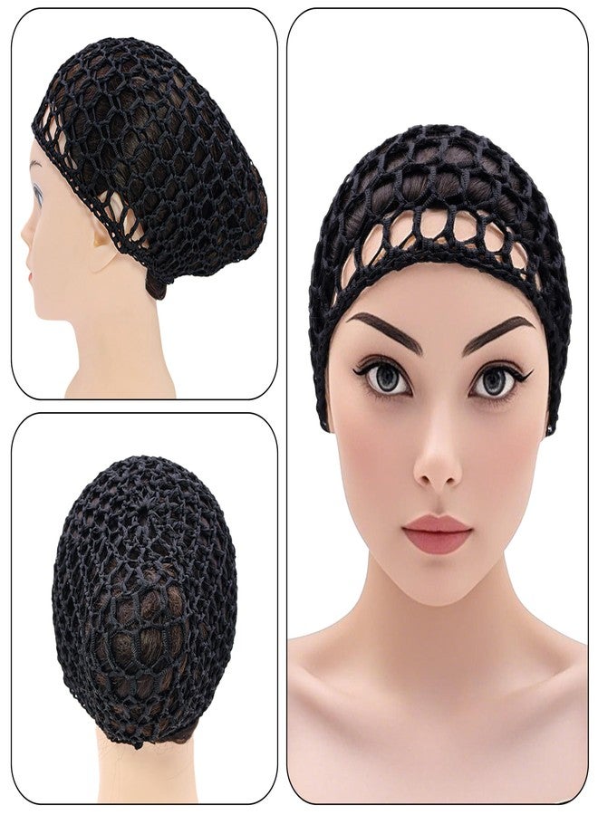 Drokenle 3PCS Hair Nets Cap Crochet Hair Wrap Net Soft Sleep Bonnets Mesh Braided Weaving Making Fishnet Wrap Caps for Women Curl Wig Black - Image 4