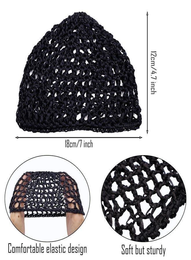 Drokenle 3PCS Hair Nets Cap Crochet Hair Wrap Net Soft Sleep Bonnets Mesh Braided Weaving Making Fishnet Wrap Caps for Women Curl Wig Black - Image 2