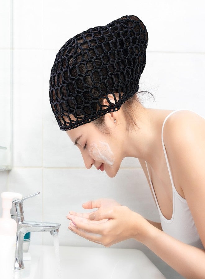 Drokenle 3PCS Hair Nets Cap Crochet Hair Wrap Net Soft Sleep Bonnets Mesh Braided Weaving Making Fishnet Wrap Caps for Women Curl Wig Black - Image 5