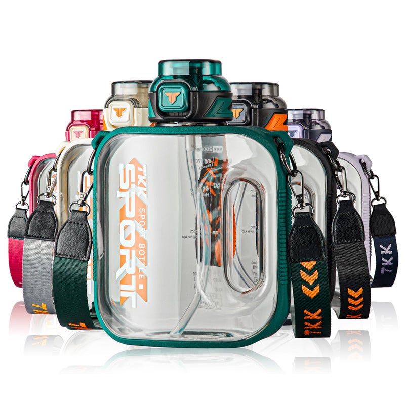 TKK Half Gallon Water Bottle Jug with Straw Large Capacity Plastic Water Bottle Dishwasher Safe 12 Gallon 50 Oz Water Bottle Jug BPA Free Tritan for Gym Yoga Travel Camping Outdoor - Image 2