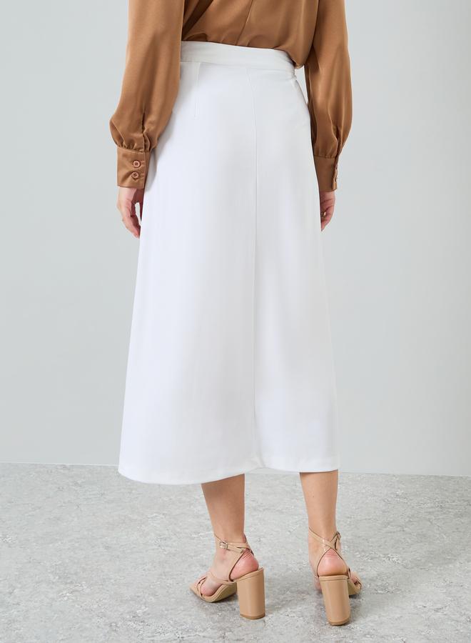 Styli White Formal Midi Skirt with Side Seam Pocket - Image 4
