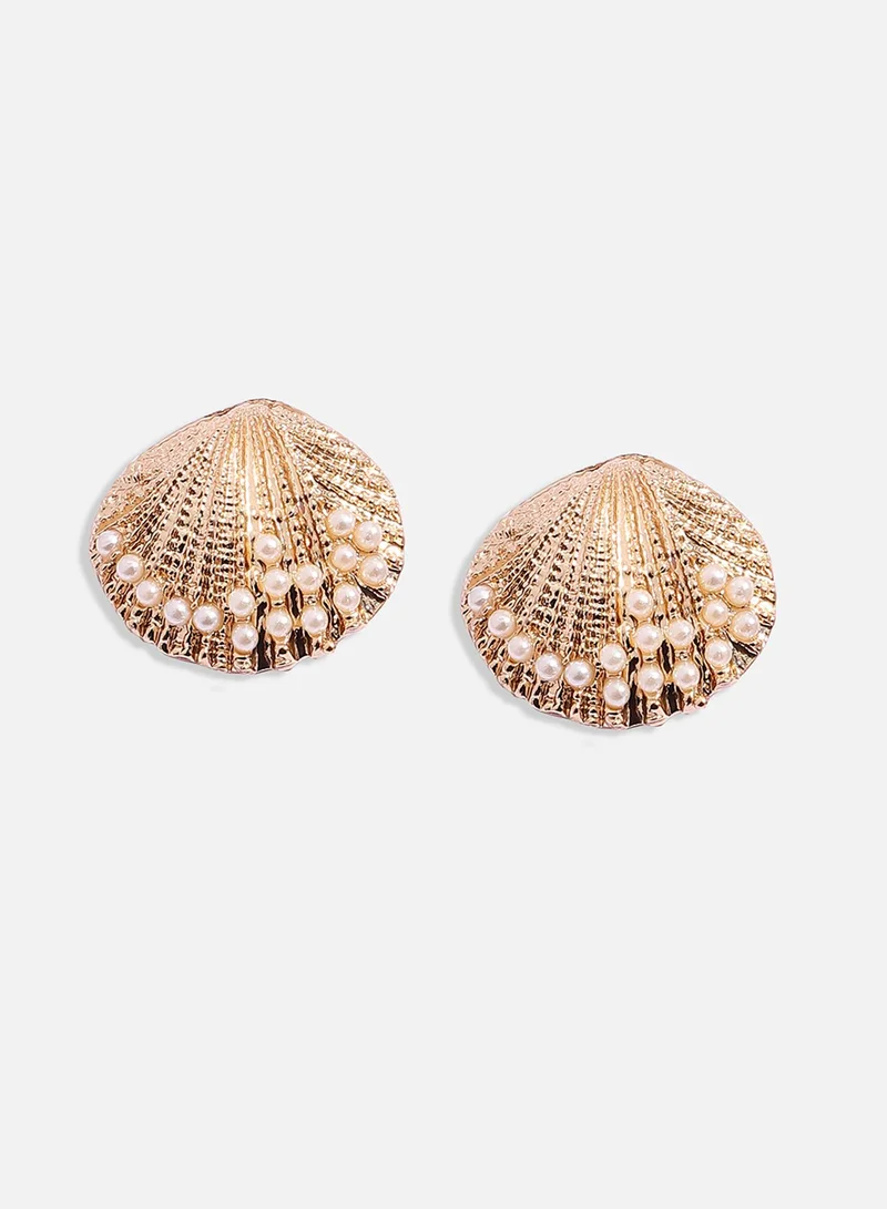 SOHI Pearl Seashell Artificial Stud Earring Jewellery