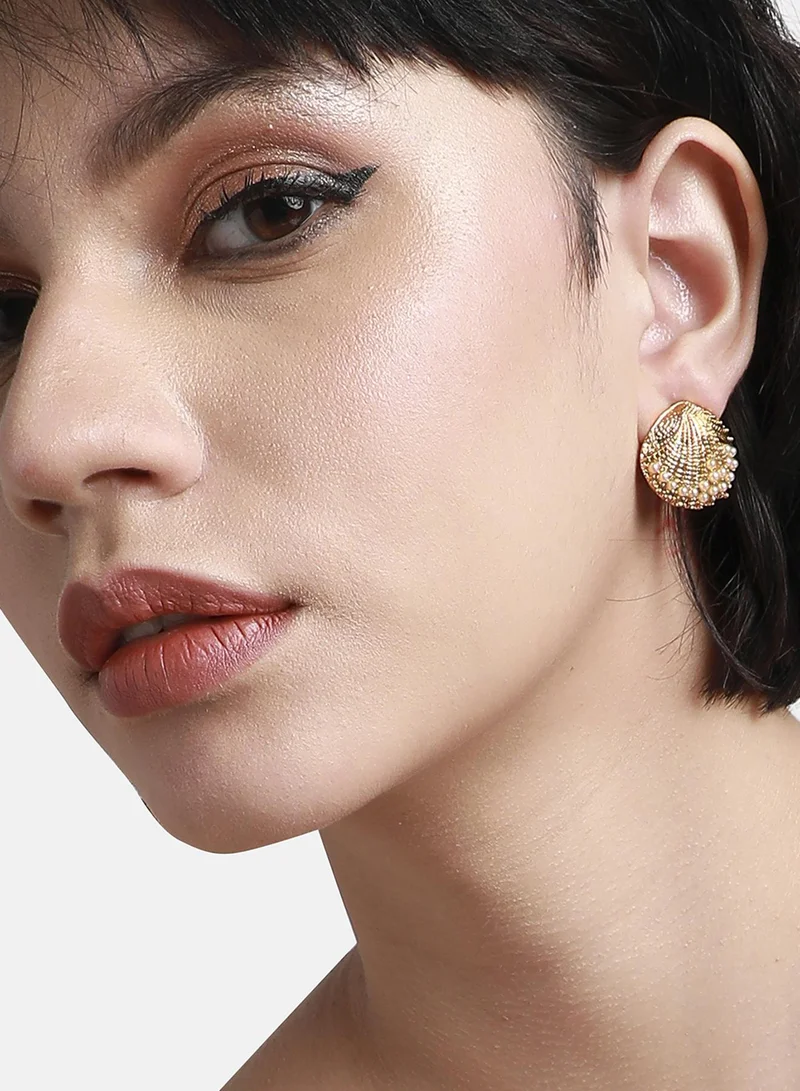 SOHI Pearl Seashell Artificial Stud Earring Jewellery