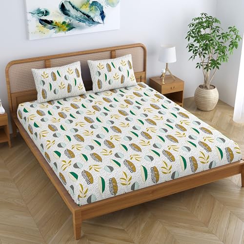 Colorish Cotton Blend Jaipur Printed Double Bedsheet King Size with 2 Pillow Covers, Traditional Floral Design, Forest Green - Image 5