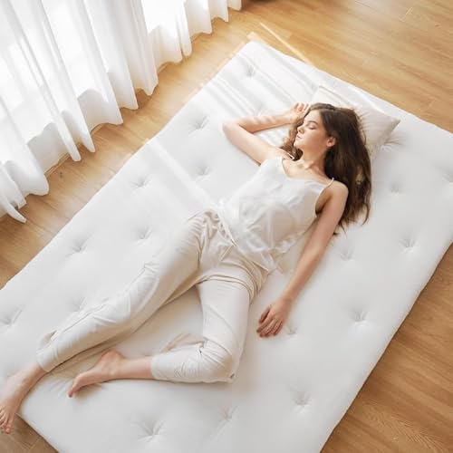 IMSMARTMART Organic 3 inch Thick Ingle Cotton Mattress Folabale Mattress for Floor Rollable Star Cotton Mattress (L x W: 72 inch x 30 inch) Off White - Image 1
