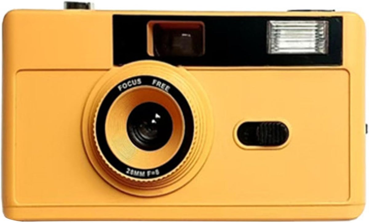 Wincoding Camera Generic Yellow 35mm Film Camera with Flash Vintage Photography Manual ...