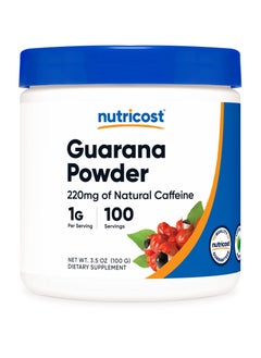 Guarana Powder 220 mg of Natural Caffeine, 1G Per Serving, 100 Servings, Net Wt. 3.5 Oz (100 G) Dietary Supplement