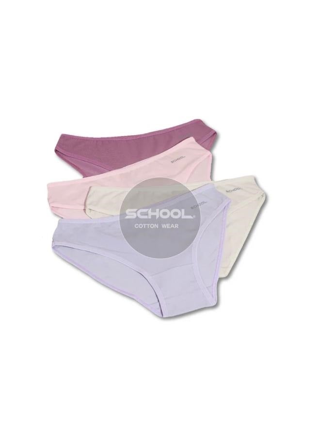 مجموعة بانتي سروال تحتي قصير ملابس داخلية بيكيني نسائية من القطن بألوان سادة - عبوة من 4 قطع - مقاس اكس لارج
