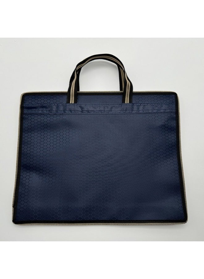 Generic - Office Satchel Document Bag Briefcase Men's Large Capacity Zipper Multi-layer InFormation Bag Conference Bag Handbag Wholesale-Color:Navy Blue-Size:Other Sizes - Image 1