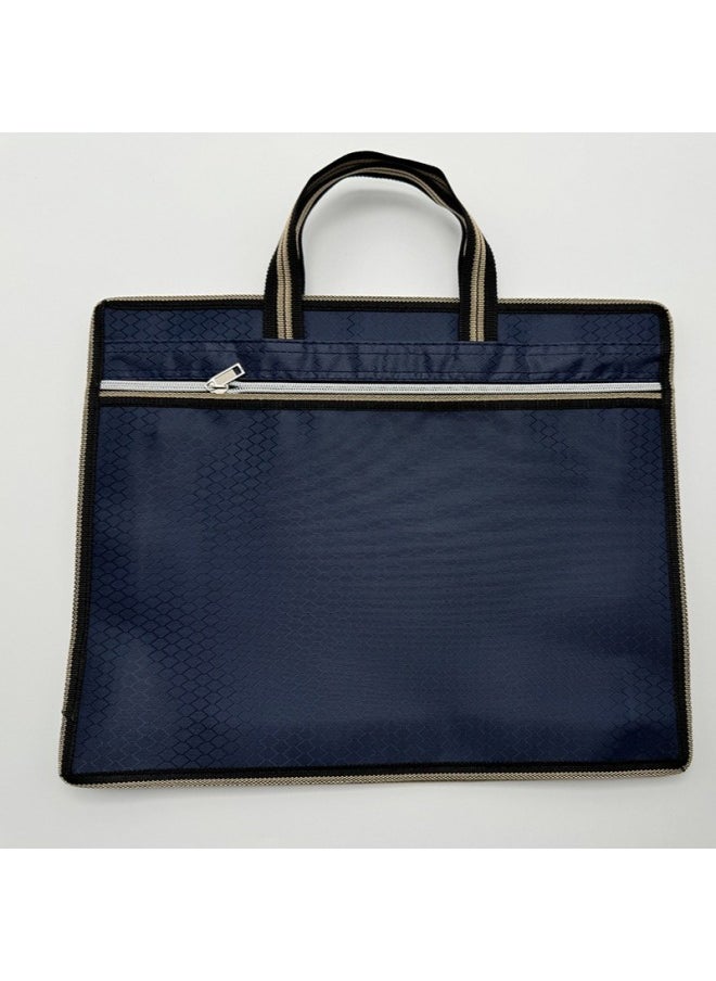 Generic - Office Satchel Document Bag Briefcase Men's Large Capacity Zipper Multi-layer InFormation Bag Conference Bag Handbag Wholesale-Color:Navy Blue-Size:Other Sizes - Image 1