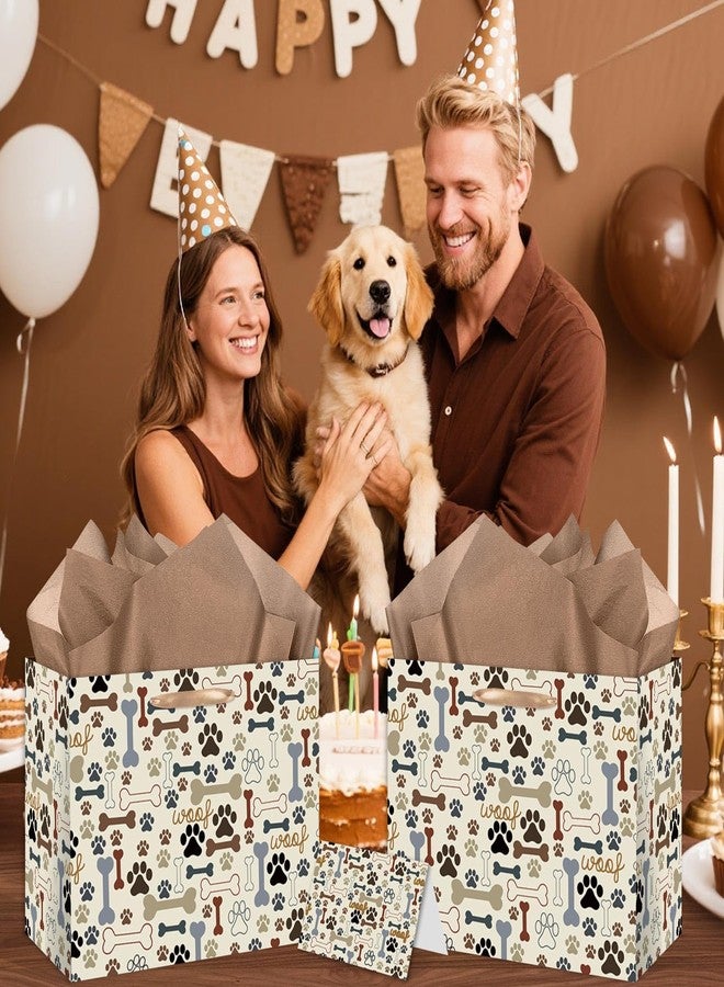 أكياس هدايا كبيرة الحجم بتصميم كلاب، أكياس هدايا مزينة بطبعة مخلب مع بطاقة وورق مناديل، زينة حفلات بطابع الحيوانات الأليفة للأولاد والبنات والأطفال، وحفلات استقبال المولود، ولوازم حفلات أعياد الميلاد، واحتفالات عيد الميلاد - Image 5