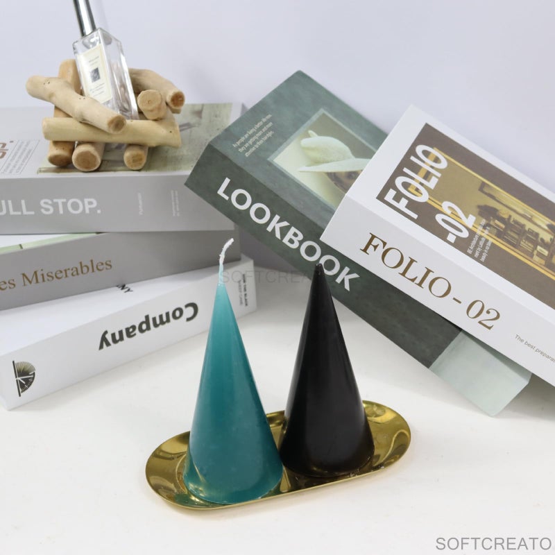 SOFTCREATO Cone Shaped Candle Mold I 3D Conical Pillar Acrylic Candlestick Wax Mould I Modern Creative Shape Molds I for DIY Handmade Ornament Cake Décor Aromatherapy Art Craft Making (Plain) - Image 2