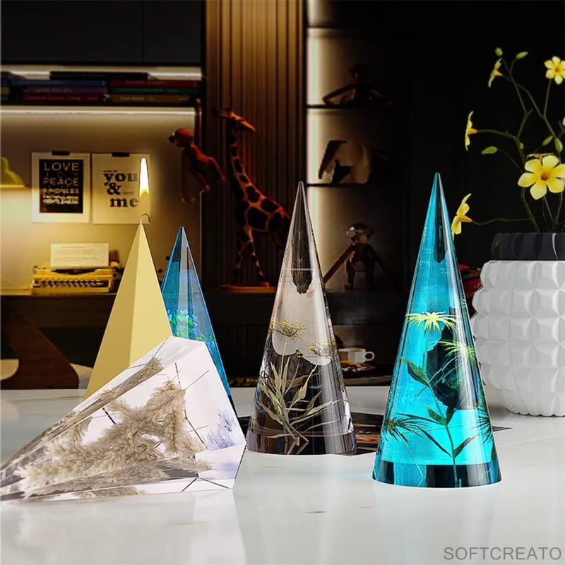 SOFTCREATO Cone Shaped Candle Mold I 3D Conical Pillar Acrylic Candlestick Wax Mould I Modern Creative Shape Molds I for DIY Handmade Ornament Cake Décor Aromatherapy Art Craft Making (Plain) - Image 5