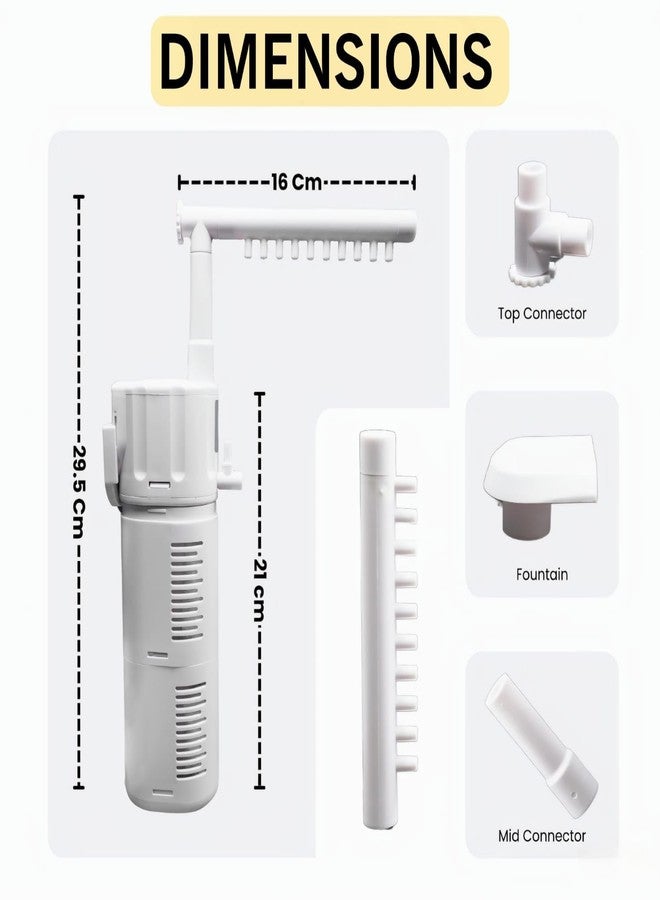 rizopets Fountain Aquarium Filter BL-98F | 9W | 650L/H - Multi-Function Submersible Filtration Pump, Submersible & Efficient Fish Filter, Aquarium Filters for Fish Tank - Image 3
