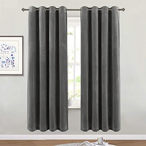 StangH Solid Thick Velvet Curtains  Bedroom Moderate Blackout Window Treatment Set Rich Fluff Soundproof DrapesDrapery with Solid Grommet Top for Guest Room W52 by L72inch 2 Panels