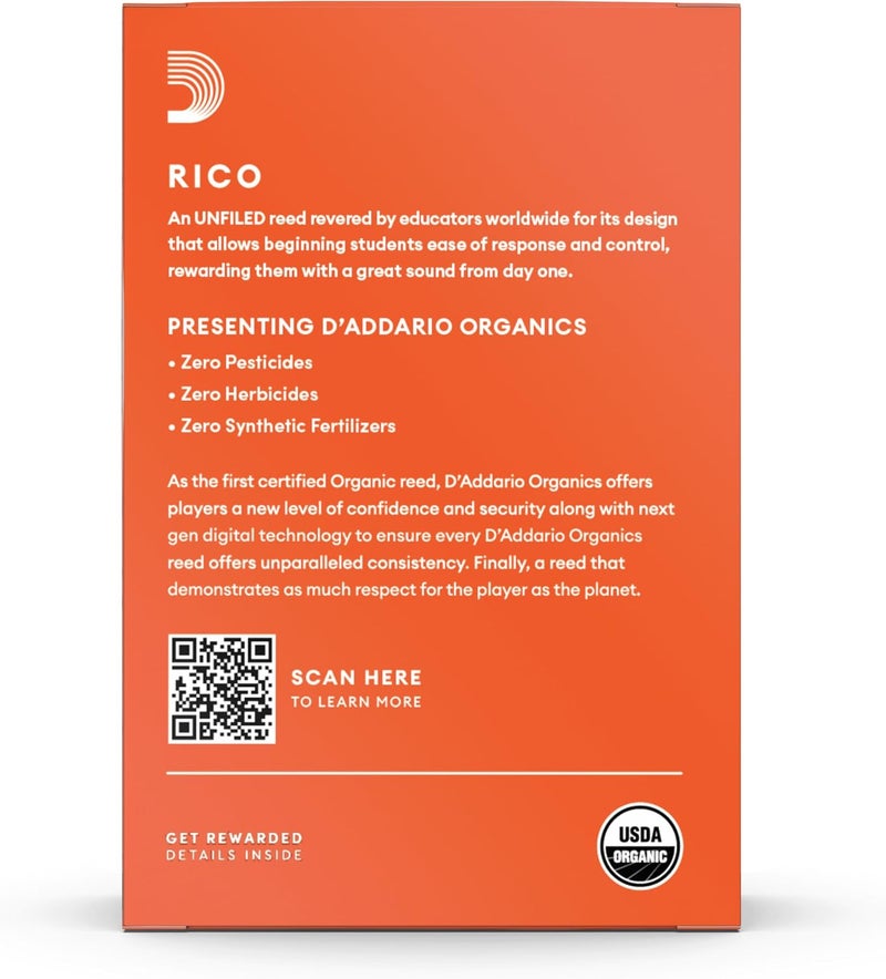 D'Addario Rico Alto Saxophone Reeds - 2.5 Strength, 10-Pack, Unfiled for Clear Sound - Image 2