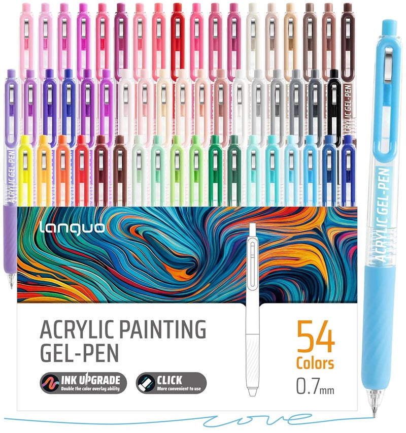 Joyask Gel Pens For Coloring, 54 Colors Retractable Colored Pens for Black Paper & White Paper, 0.7mm Fine Point Colorful Pens for Coloring, Writing, Drawing, Journaling, Note Taking, Office, Home - Image 1