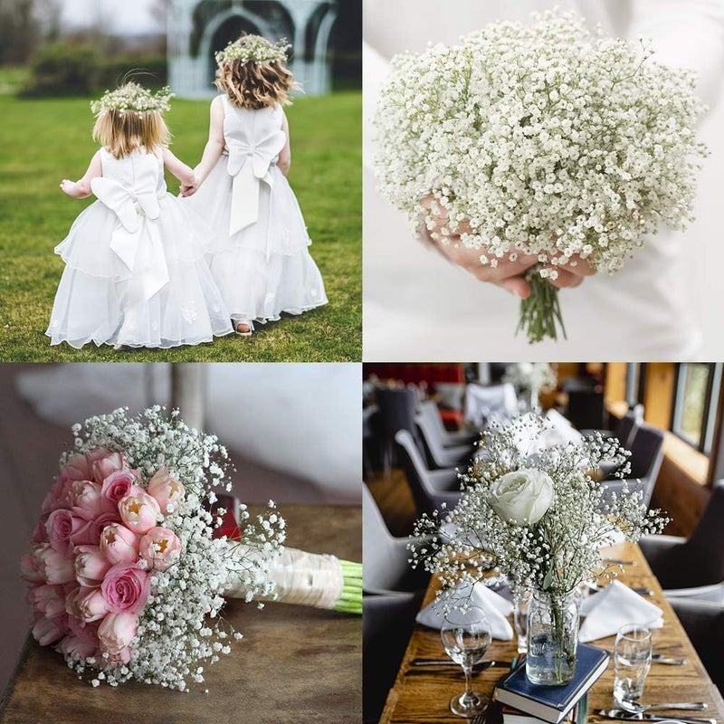 DEEMEI 6 PCS Babys Breath Artificial Flowers Fake Babys Breath Flowers Artificial Bulk White Gypsophila Bouquets Real Touch Faux Flowers for Wedding Floral Arrangement Party Home Decoration - Image 3