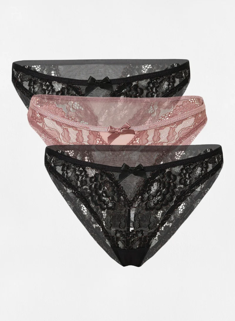 hunkemoller 3-Pack Chloe High-Leg Brazilian Brief